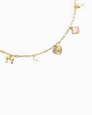 Sunburst Heart Mixed Charm Necklace