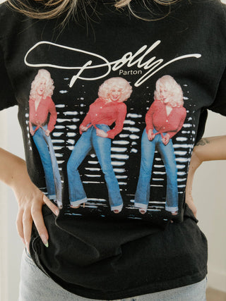 Dolly Parton Triple Threat Black Thrifted Licensed Tee