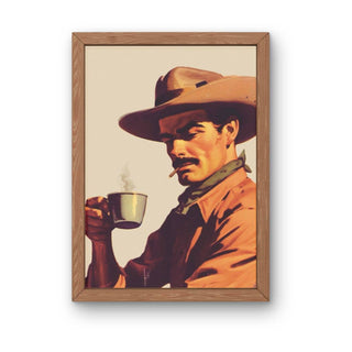 Coffee Cowboy Art Print, Trendy Kitchen Wall Art, Caffeine 