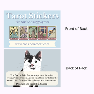 5 Pack Cat Tarot Stickers - Divine Energy Spread