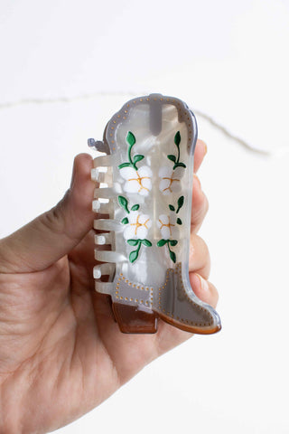 Floral Western Boot Design Featuring Magnolia Blossoms