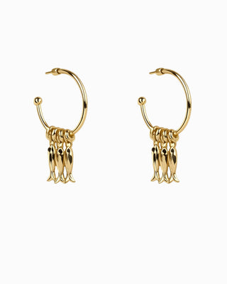 Fish Rondelle Beaded Hoop Earrings