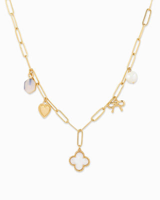 Milgrain Clover Multi Charm Pendant Necklace