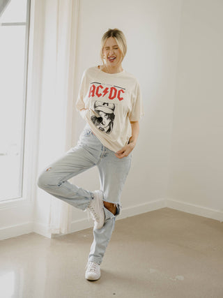 ACDC High Voltage Sketch Off White Thrifted Graphic Tee