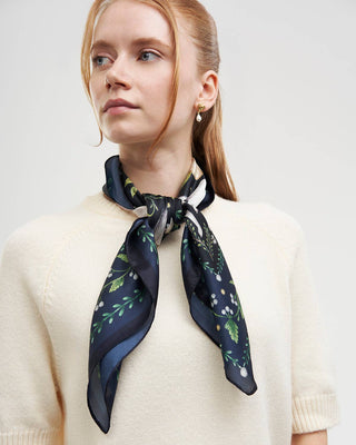 Niva Narrative Medium Square Scarf in Navy