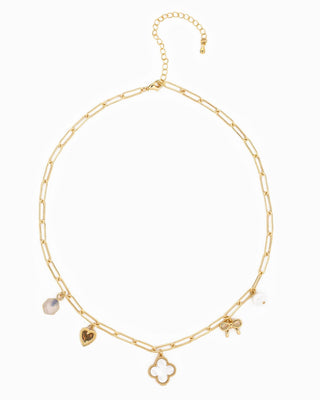 Milgrain Clover Multi Charm Pendant Necklace