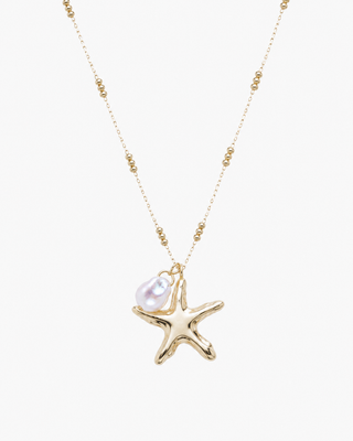 Gold Starfish Pearl Necklace