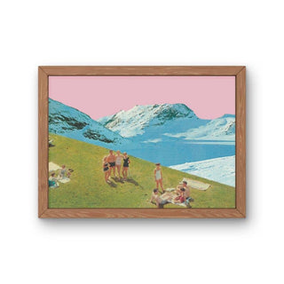 Pink Fantasy Vacation Art Print, Surreal Retro Collage