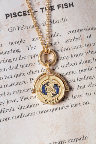 Pisces Zodiac Spinner Necklace