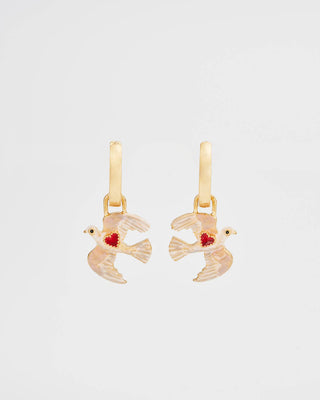 Heart Dove Huggie Earrings