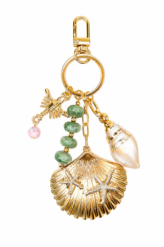 Seaside Shell And Starfish Bag Charm Keychain