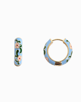Vintage Colorful Floral Huggie Hoop Earring