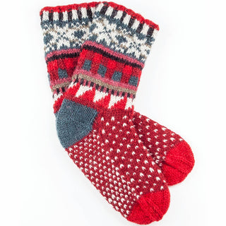 Kirstin Wool Knit Socks with Nordic Pattern