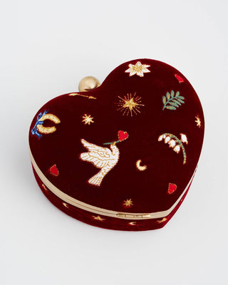 Love Scatter Red Velvet Embroidered Jewellery Box