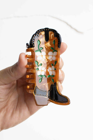 Floral Western Boot Design Featuring Magnolia Blossoms