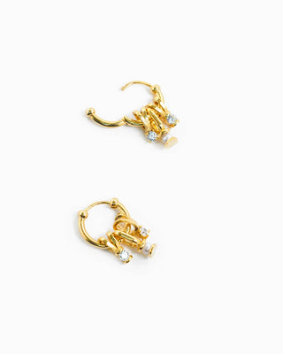 Rondelle Pearl CZ Charm Hoop Earrings