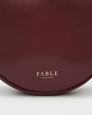 Chloe Owl Embroidered Circle Bag in Burgundy