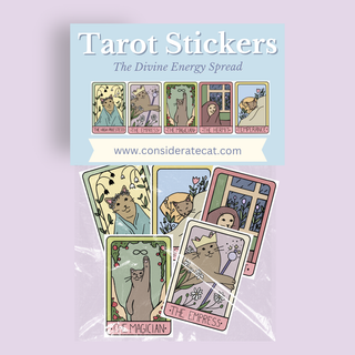 5 Pack Cat Tarot Stickers - Divine Energy Spread
