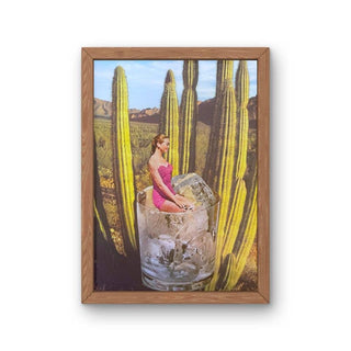 Cactus Drink Collage Art Print, Desert Palm Springs Decor