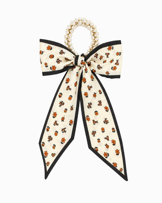 Pearl Beaded Long Bow Hair Tie