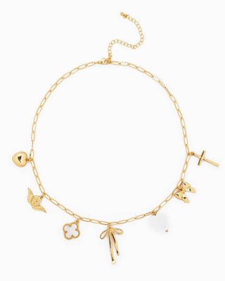 Gold Multi Bow Charm Necklace