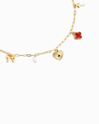 Sunburst Heart Mixed Charm Necklace