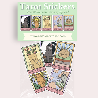 5 Pack Cat Tarot Stickers - The Wilderness Journey Spread