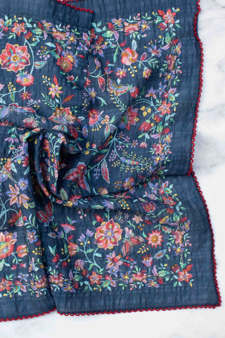Floral & Butterfly Cotton Rayon Scarf