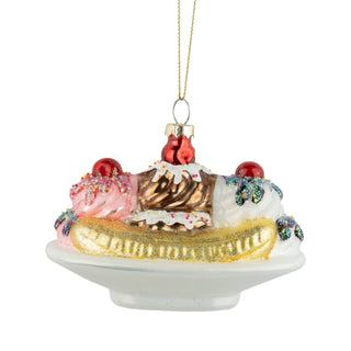 Glass banana split ornament