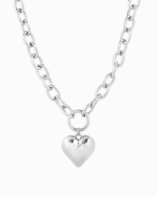Puffy Heart Chunky Oval Chain Necklace