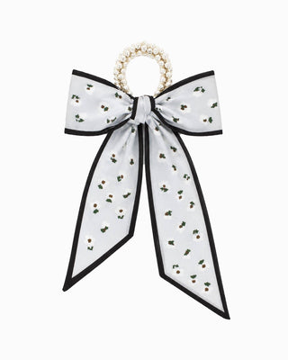 Pearl Beaded Long Bow Hair Tie