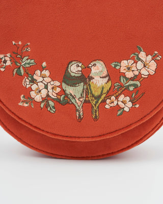 Lovebirds Velvet Saddle Purse