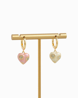 Romantic Valentine Daisy Flower Heart Earrings
