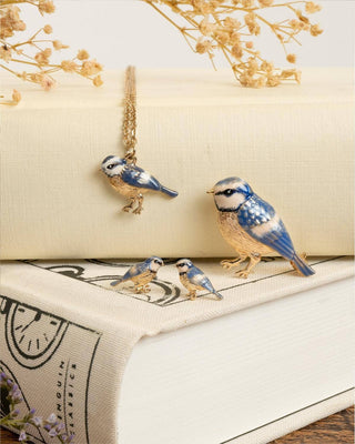 Enamel Blue Tit Short Necklace