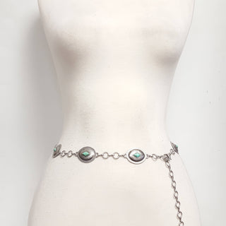 Western-Inspired, Oval Matte Silver Concho Chain Belt