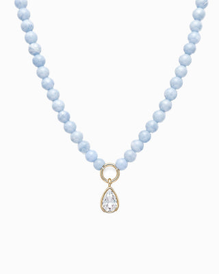 Marble Bead Teardrop Charm Necklace