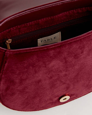Fox & Mushroom Embroidered Velvet Saddle Bag