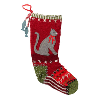 Whiskers Christmas Stocking – Felt Cat Appliqué Design