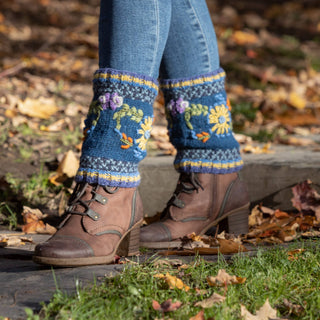 Abigail Wool Boot Cuffs with Embroidered Florals