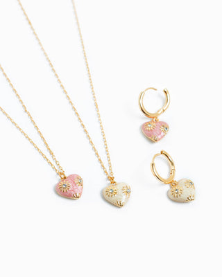 Romantic Valentine Daisy Flower Heart Earrings