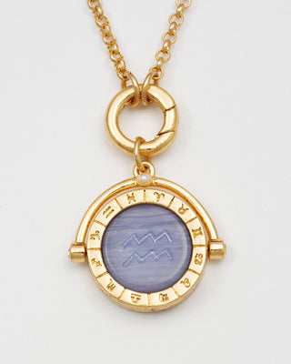 Aquarius Zodiac Spinner Necklace