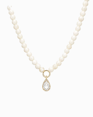 Marble Bead Teardrop Charm Necklace