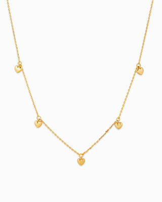 Tiny Puffy Heart Five Station Necklace