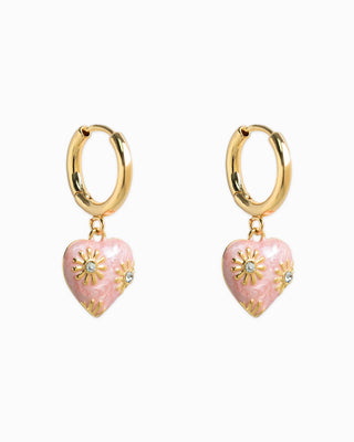 Romantic Valentine Daisy Flower Heart Earrings