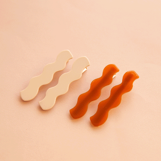 Wavy Hair Clips - Cognac