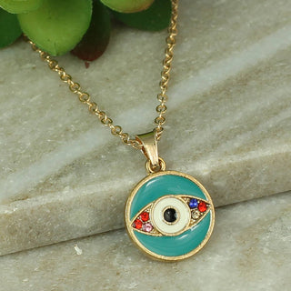 Crystal Eyes Enamel Gold Necklace