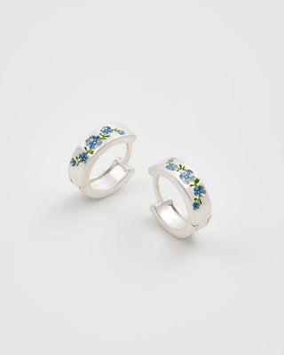 Forget Me Not Silver Mini Hoop Earrings