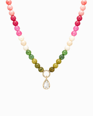 Marble Bead Teardrop Charm Necklace