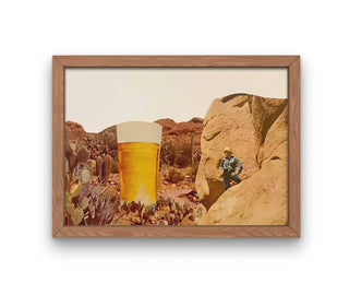 Beer Cowboy Collage Art Print, Vintage Western Wall Art