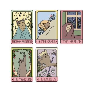 5 Pack Cat Tarot Stickers - Divine Energy Spread